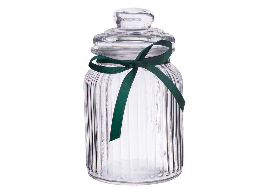 Słoik do przechowywania Relief z kokardą zieloną 900 ml ALTOMDESIGN