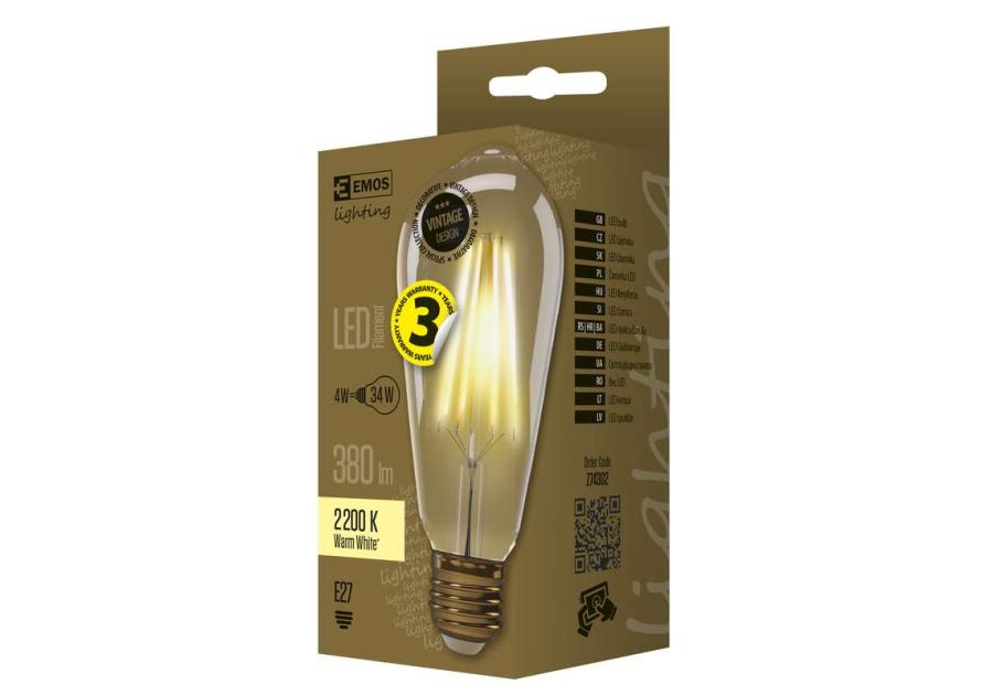 Żarówka LED Vintage ST64 4W E27 ciepła biel+ EMOS