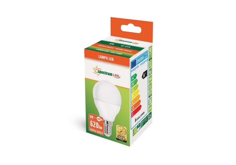 Żarówka kulka LED 8 W E14 ciepły biały SPECTRUM
