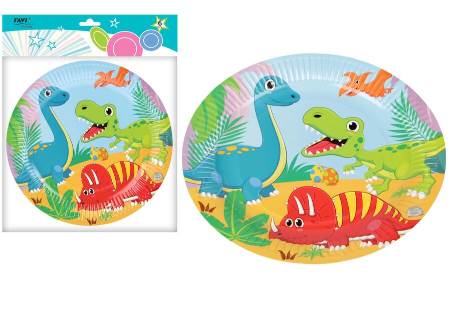 Talerze papierowe LGP Dinosaur 23 cm, 6 sztuk art. 22112 DECOR