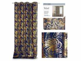 Zasłona Velvet Goldeneaves ciemnoniebieski 140x245 cm AMELIAHOME