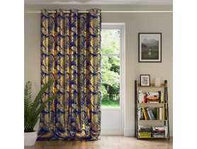 Zasłona Velvet Goldeneaves ciemnoniebieski 140x245 cm AMELIAHOME