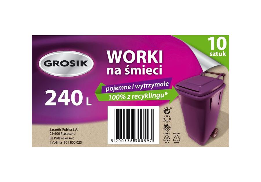 Worki na śmieci LD 240 L - 10 szt. GROSIK