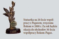 Statuetka na 20-lecie współpracy z Pagazem, wręczona Rokom w 2008 r. Za rok będzie okazja do obchodów 30-lecia współpracy Rokom-Pagaz.