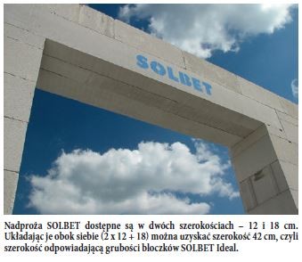 Nadproża SOLBET dostępne są w dwóch szerokościach – 12 i 18 cm.