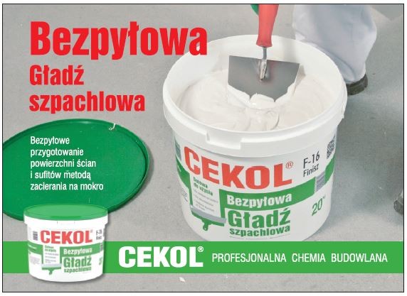 CEKOL - Bezpyłowe gładzie szpachlowe