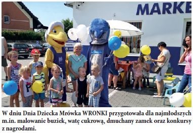 W dniu Dnia Dziecka Mrówka WRONKI przygotowała dla najmłodszych m.in. malowanie buziek, watę cukrową, dmuchany zamek oraz konkursy z nagrodami.