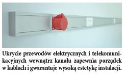 AKS Zielonka - Ukrycie przewodów elektrycznych i telekomunikacyjnych wewnątrz kanału zapewnia porządek w kablach i gwarantuje wysoką estetykę instalacji.