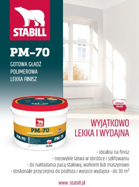 STABILL - PM-70 Gotowa gładź polimerowa lekka finisz