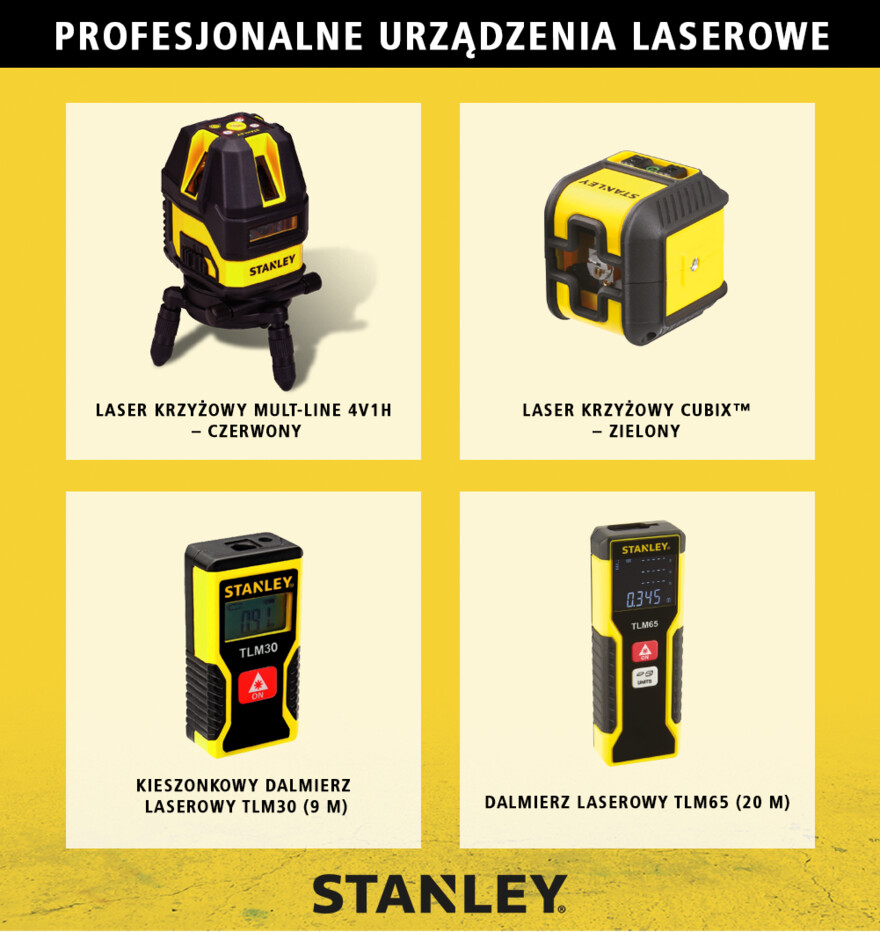 Profesjonalne urządzenia laserowe Stanley