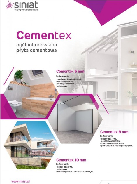 SINIAT - CEMENTEX - ogólnobudowlana plyta cementowa