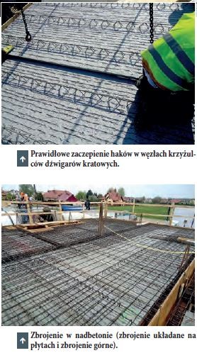 Prawidłowe zaczepienie haków w węzłach krzyżulców dźwigarów kratowych