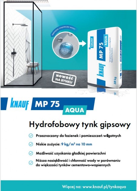 KNAUF - Hybrydowy tynk gipsowy MP75 AQUA