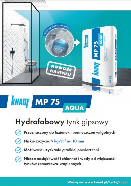 KNAUF - PM75 hudrofobowy tynk gipsowy