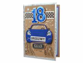 Karnet FR-002 Urodziny 18 - osiemnastka, cyfry, męskie KUKARTKA