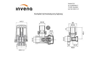 Zdjęcie: Komplet termostatyczny kątowy INVENA