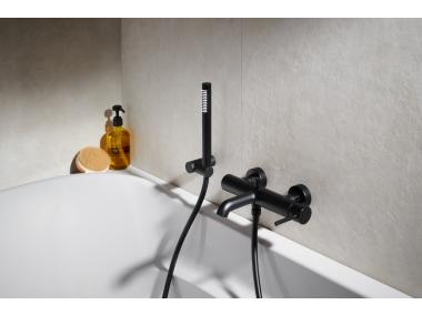Zdjęcie: Bateria wannowa pozioma z natryskiem punktowym Premium Moza black KFA