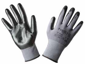 Rękawice robocze, nylon pokryty nitrylem, 4131x, rozmiar 10 NEO