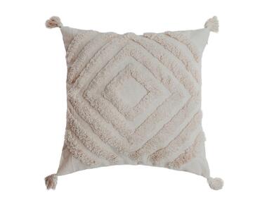 Zdjęcie: Poszewka z ozdobnymi pomponami, romby boho chic diamond biała 45x45 cm CHIC HOME