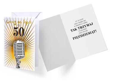 Zdjęcie: Karnet GS-008 Urodziny 50 - cyfry, mikrofon KUKARTKA