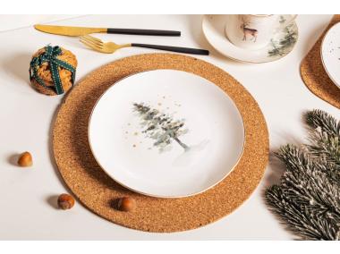 Zdjęcie: Talerz deserowy Misty Forest 20 cm biały z choinką ALTOMDESIGN