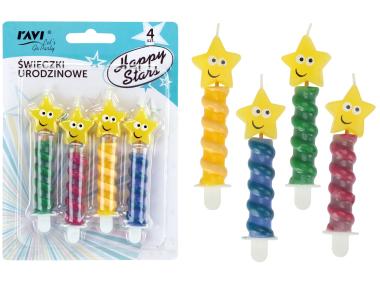 Zdjęcie: Świeczki urodzinowe 4 sztuki Happy Stars DECOR