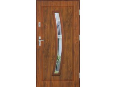 Zdjęcie: Drzwi zewnętrzne stalowo-drewniane Disting Mario 02 Dąb złoty 90 cm prawe zamek listwowy KR CENTER