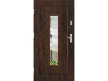 Drzwi zewnętrzne stalowo-drewniane Disting Mario 09 Orzech 90 cm lewe KR CENTER