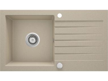 Zdjęcie: Zlewozmywak Zorba piaskowy granit 1K Z/O 760x440x160, 3,5", space saver DEANTE