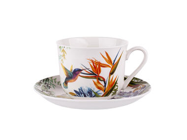 Zdjęcie: Filiżanka Jumbo 400 ml ze spodkiem 16,5 cm Nbc w opasce Pvc Strelicja ALTOMDESIGN