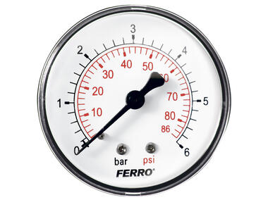 Zdjęcie: Manometr 63 mm 1/4 axialny 0-6 bar FERRO