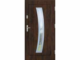 Drzwi zewnętrzne stalowo-drewniane Disting Figaro 02 Orzech 100 cm prawe KR CENTER
