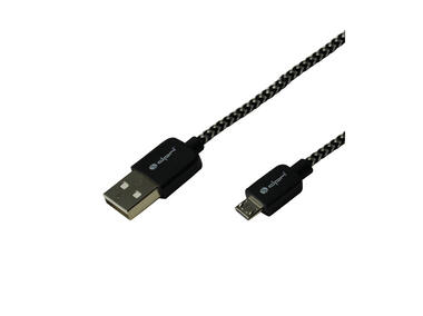 Zdjęcie: Przewód plecionka czrno-biała USB - microUSB 1m, opakowanie blistr DPM SOLID