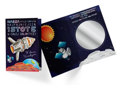 Zdjęcie: Karnet DK-851 Urodziny - statek kosmiczny, lusterko KUKARTKA