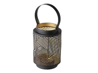 Zdjęcie: Latarenka metalowa okrągła 9,5x9,5x15 cm czarno-złota ALTOMDESIGN