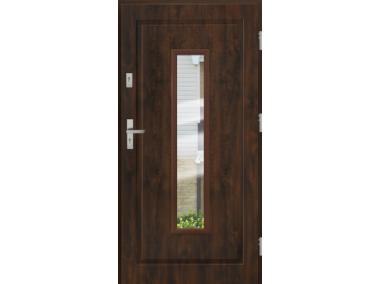 Drzwi zewnętrzne stalowo-drewniane Disting Mario 09 Orzech 90 cm prawe zamek listwowy KR CENTER
