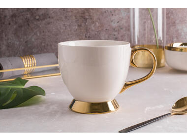 Zdjęcie: Filiżanka Jumbo Aurora Gold 400 ml na stopce kremowa ALTOMDESIGN
