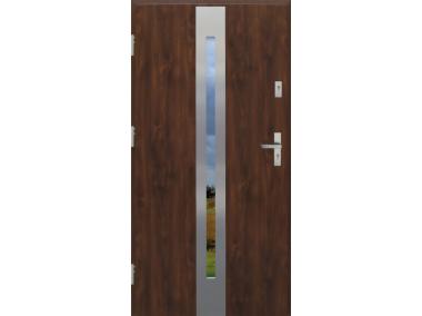 Drzwi zewnętrzne stalowo-drewniane Disting Otello 12 Orzech 100 cm lewe KR CENTER