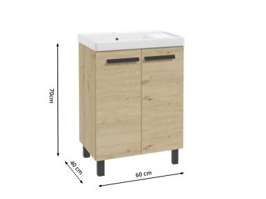 Szafka z umywalką Bonito 60 cm dąb aristan DEFTRANS