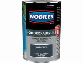 Emalia do metalu i betonu Chlorokauczuk szary grafitowy wysoki połysk 0,9 L NOBILES