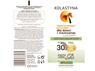 Zdjęcie: Krem ochronny na słońce dla dzieci i niemowląt SPF 30 z naturalnym filtrem 0,1 L KOLASTYNA