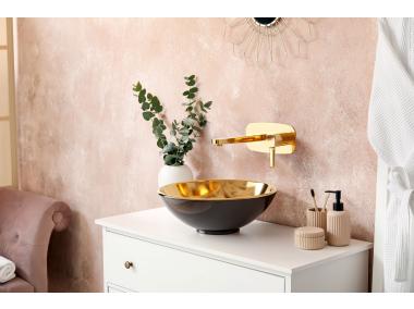 Zdjęcie: Umywalka nablatowa Tinos Trend 39,5 cm czarno-złota INVENA