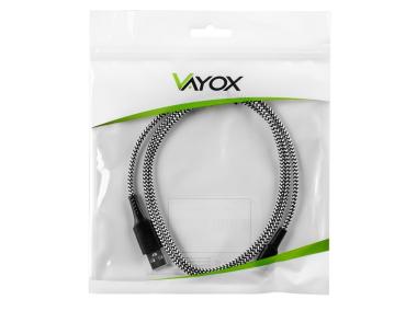 Zdjęcie: Kabel USB - lightning oplot czarno-biały 1 m VA0149 VAYOX
