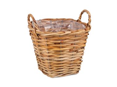 Zdjęcie: Kwadratowy kosz rattanowy uchwyty 24x24x20/26 cm TIN TOURS