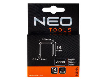 Zdjęcie: Zszywki typ J, 14 mm, 1000 szt. NEO