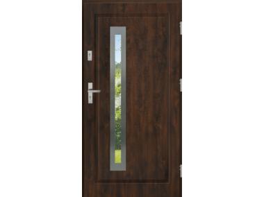 Zdjęcie: Drzwi zewnętrzne stalowo-drewniane Disting Figaro 04B Orzech 80 cm prawe KR CENTER