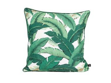 Zdjęcie: Poszewka velvetowa z nadrukiem duży zielony liść liść jungle chic mix 45x45 cm CHIC HOME