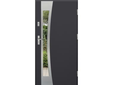 Zdjęcie: Drzwi zewnętrzne stalowo-drewniane Disting Otello 17B Antracyt 80 cm prawe KR CENTER