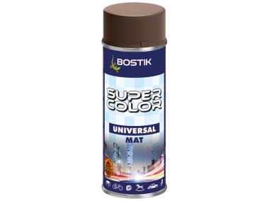 Zdjęcie: Lakier uniwersalny ogólnego zastosowania Super Color Universal Mat brąz czekoladowy 400 ml BOSTIK