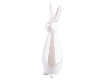 Zdjęcie: Figurka ceramiczna zając 7,5x7,5x26,5 cm perłowa ALTOMDESIGN
